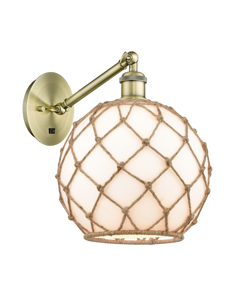 Farmhouse Rope - 1 Light - 10 inch - Antique Brass - Adjustable - Sconce