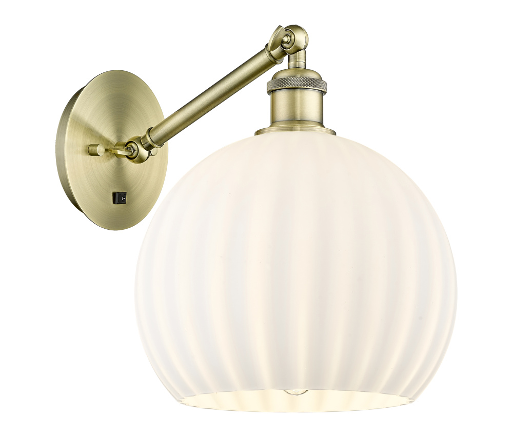 White Venetian - 1 Light - 10 inch - Antique Brass - Sconce