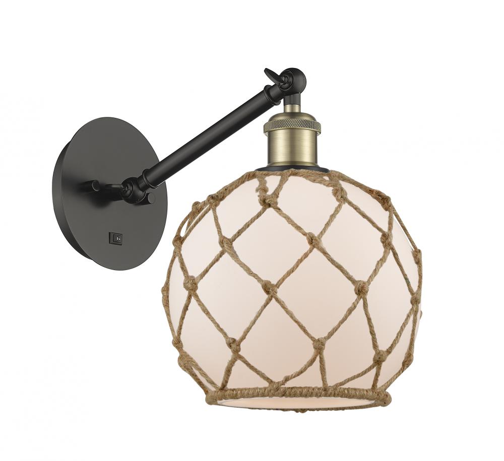 Farmhouse Rope - 1 Light - 8 inch - Black Antique Brass - Adjustable Sconce
