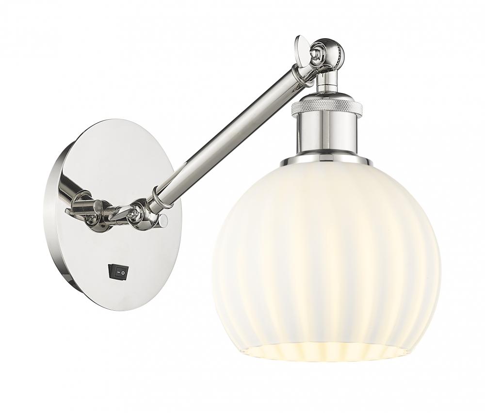 White Venetian - 1 Light - 6 inch - Polished Nickel - Adjustable Sconce