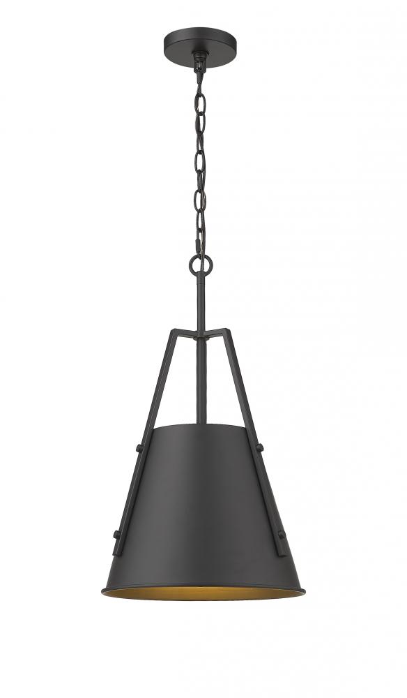 Luxor - 1 Light - 12 inch - Matte Black - Chain Hung - Mini Pendant
