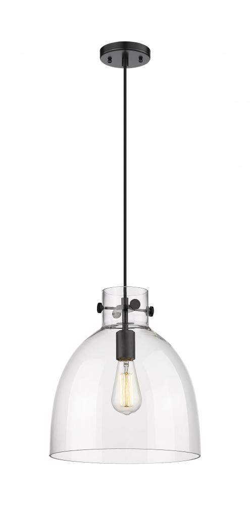 Newton Bell - 1 Light - 12 inch - Matte Black - Cord hung - Pendant