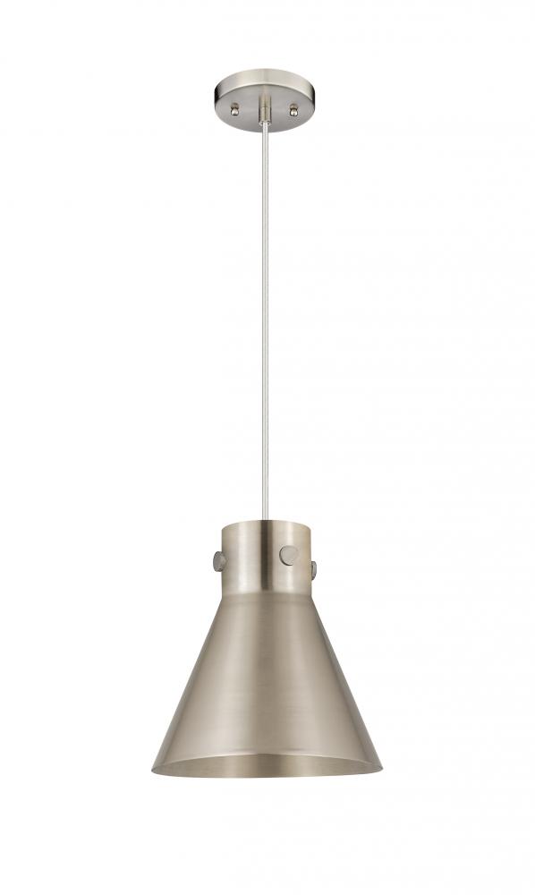Newton Cone - 1 Light - 10 inch - Satin Nickel - Cord hung - Pendant