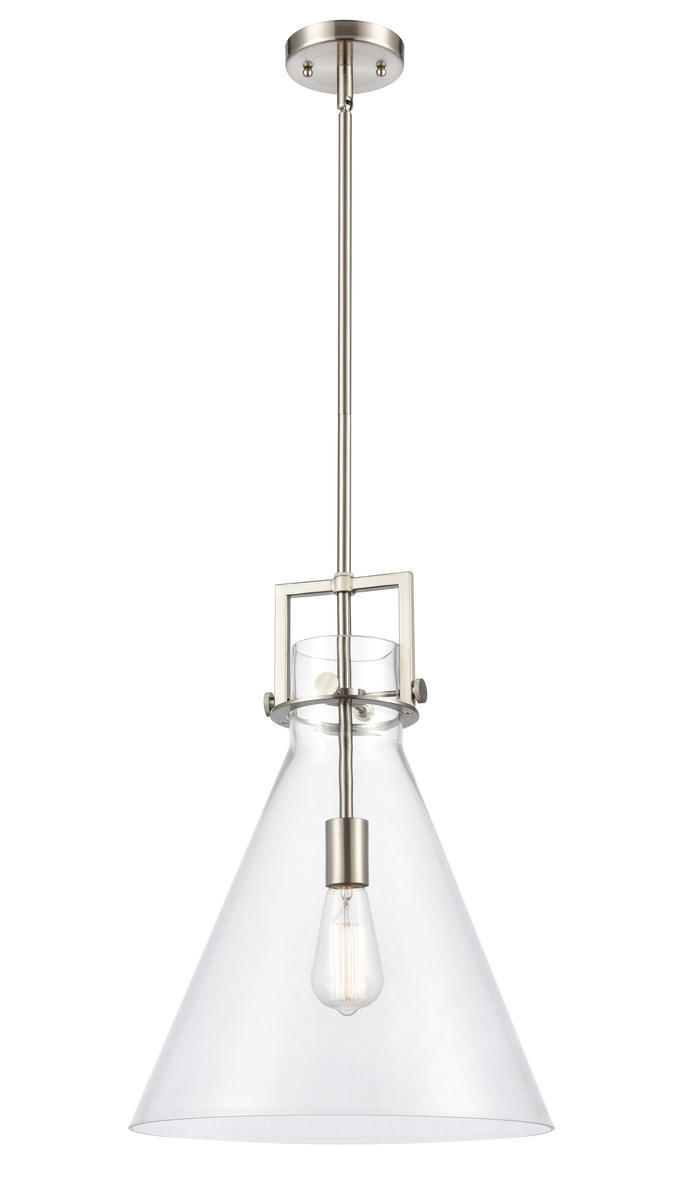 Newton Cone - 1 Light - 14 inch - Brushed Satin Nickel - Stem hung - Pendant