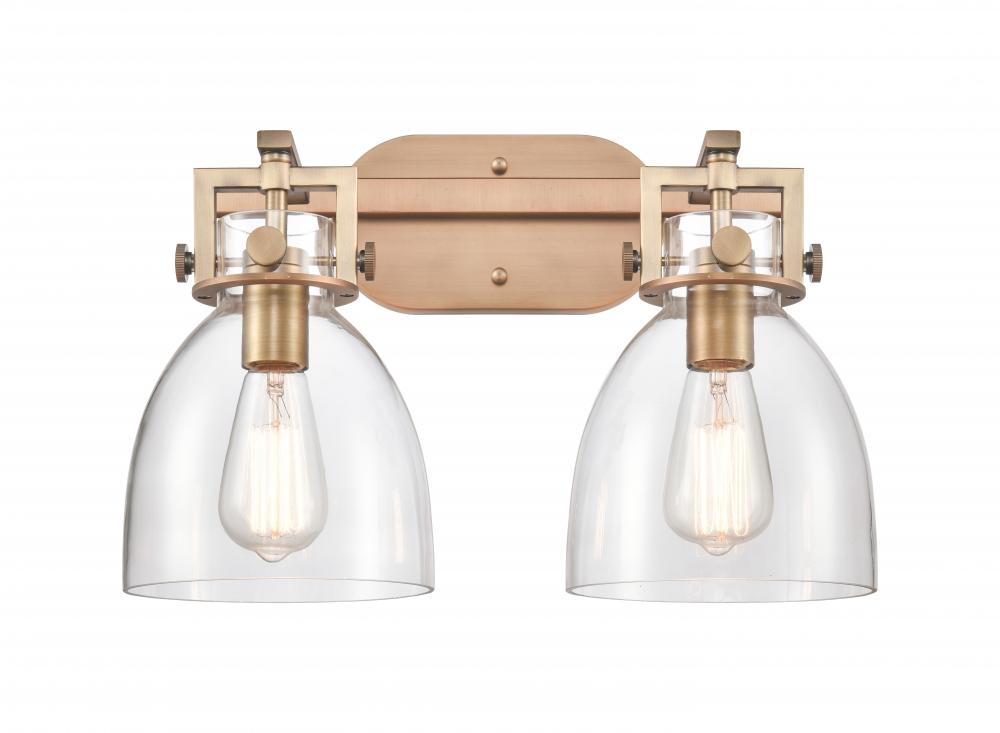 Newton Bell - 2 Light - 17 inch - Brushed Brass - Bath Vanity Light