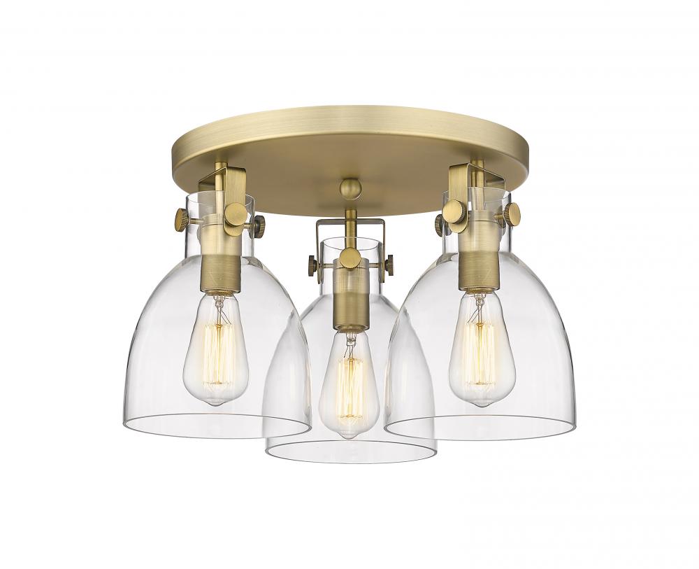 Newton Bell - 3 Light - 18 inch - Brushed Brass - Semi-Flush Mount