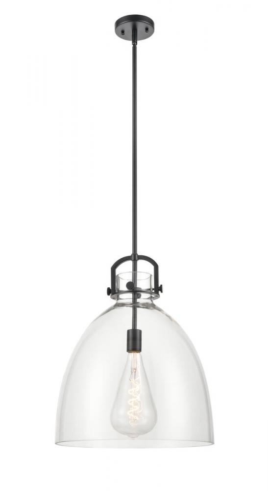 Newton Bell - 1 Light - 16 inch - Matte Black - Stem hung - Pendant