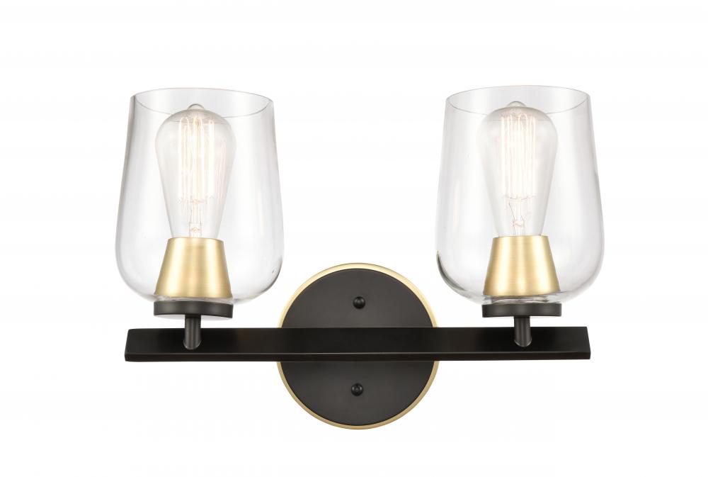 Remy - 2 Light - 15 inch - Black Satin Brass - Bath Vanity Light