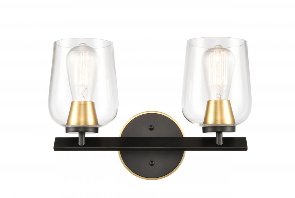 Remy - 2 Light - 15 inch - Black Satin Gold - Bath Vanity Light