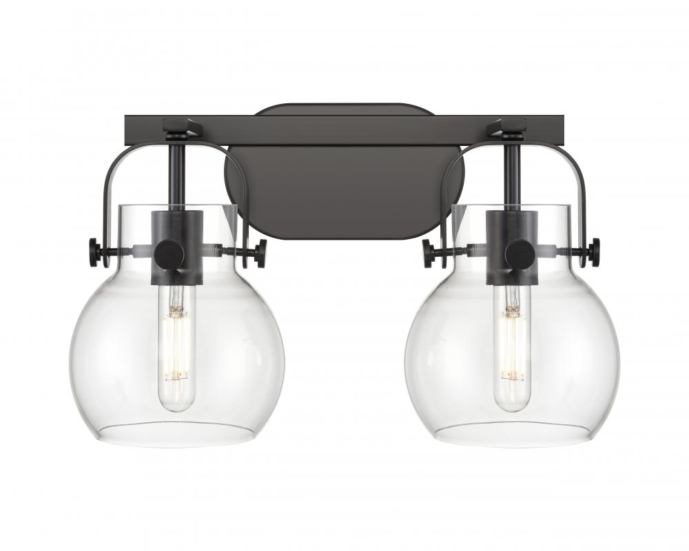 Pilaster II Sphere - 2 Light - 17 inch - Matte Black - Bath Vanity Light