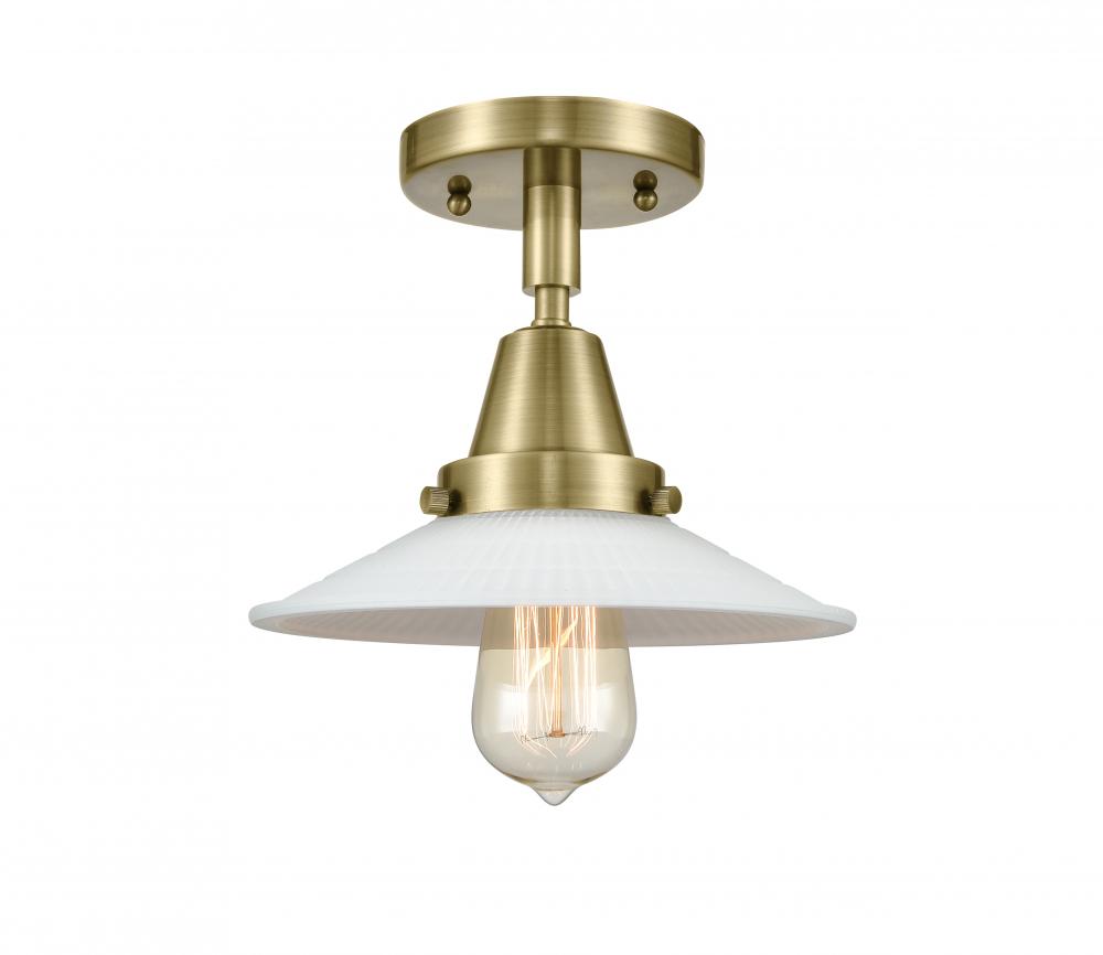 Halophane - 1 Light - 9 inch - Antique Brass - Semi-Flush Mount