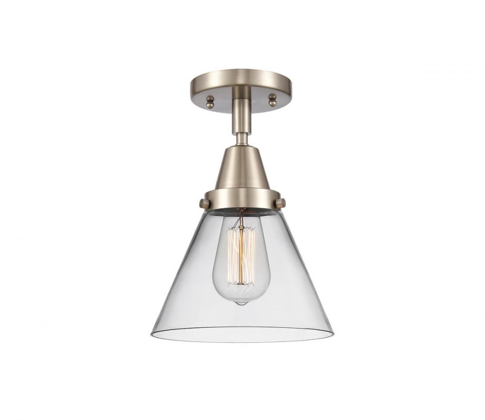 Cone - 1 Light - 8 inch - Brushed Satin Nickel - Semi-Flush Mount