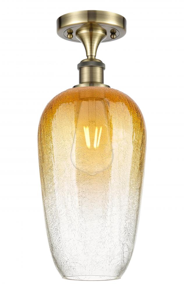 Brookhaven Flute - 1 Light - 7 inch - Antique Brass - Semi-Flush Mount