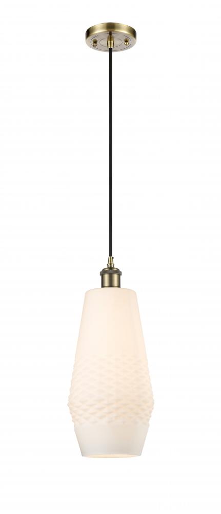 Windham - 1 Light - 7 inch - Antique Brass - Cord hung - Mini Pendant