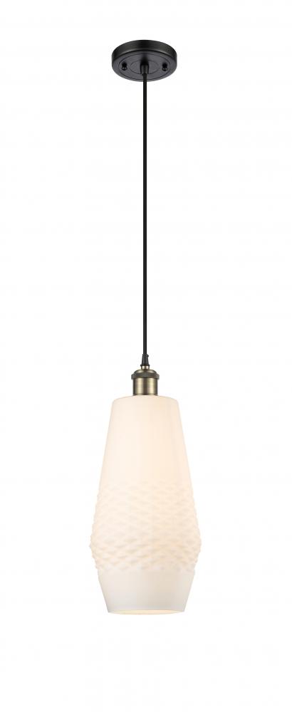 Windham - 1 Light - 7 inch - Black Antique Brass - Cord hung - Mini Pendant