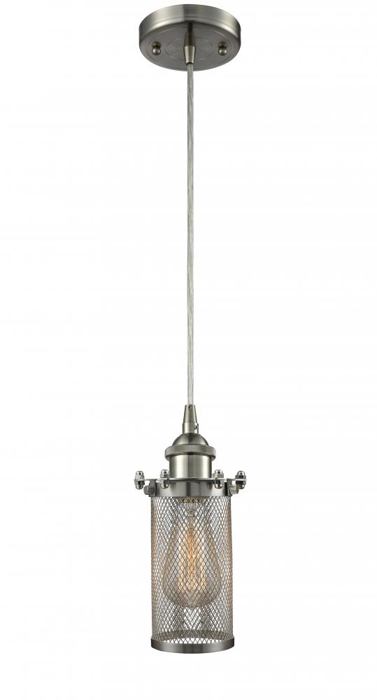 Bleecker - 1 Light - 4 inch - Brushed Satin Nickel - Cord hung - Mini Pendant