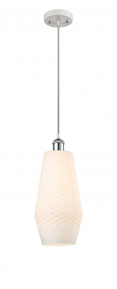 Windham - 1 Light - 7 inch - White Polished Chrome - Cord hung - Mini Pendant