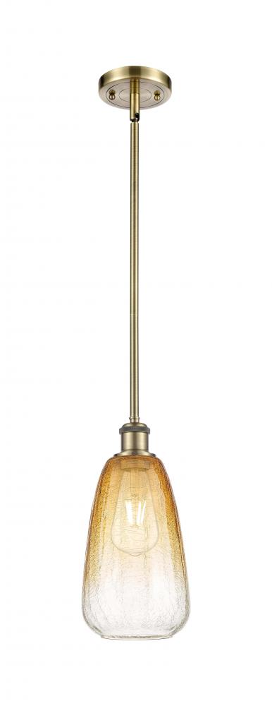 Brookhaven Almond - 1 Light - 6 inch - Antique Brass - Stem hung - Mini Pendant