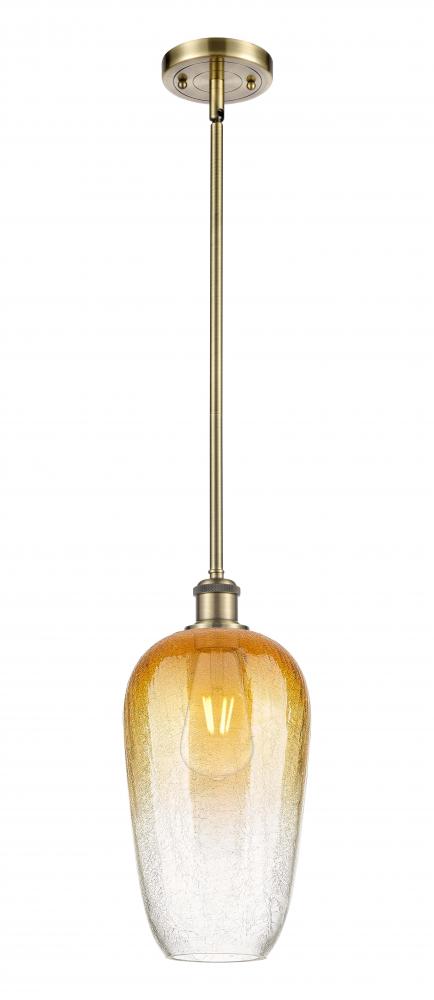 Brookhaven Flute - 1 Light - 7 inch - Antique Brass - Stem hung - Mini Pendant