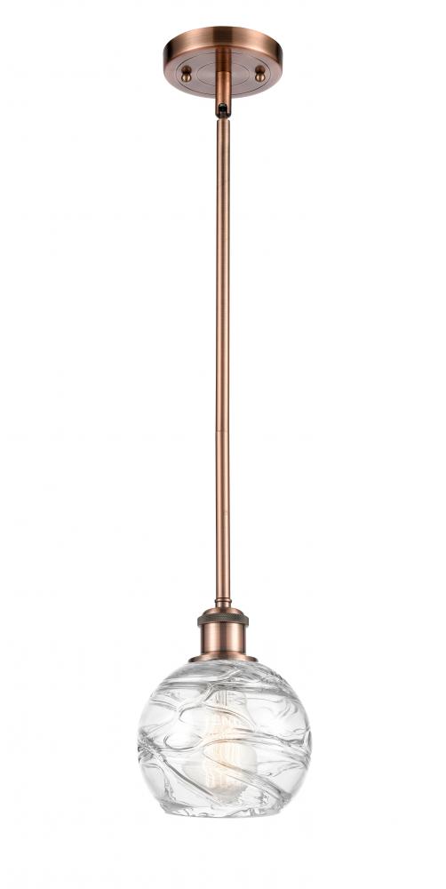 Athens Deco Swirl - 1 Light - 6 inch - Antique Copper - Mini Pendant