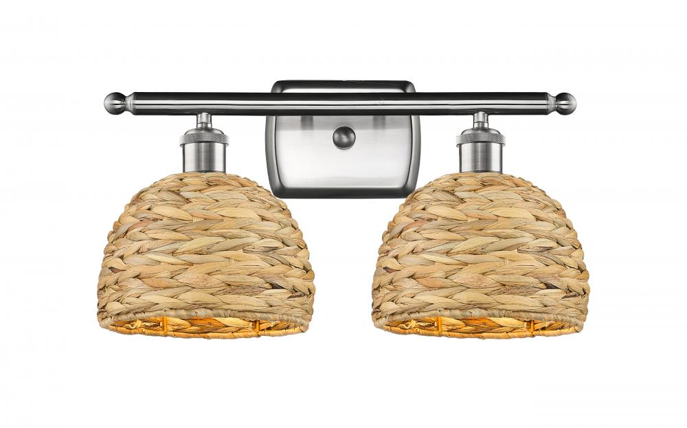 Woven Rattan - 2 Light - 18 inch - Satin Nickel - Bath Vanity Light