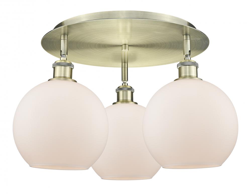Athens - 3 Light - 20 inch - Antique Brass - Semi-Flush Mount