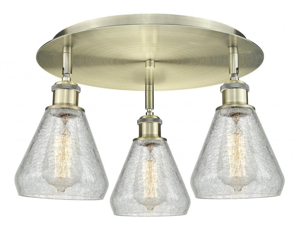 Conesus - 3 Light - 18 inch - Antique Brass - Semi-Flush Mount