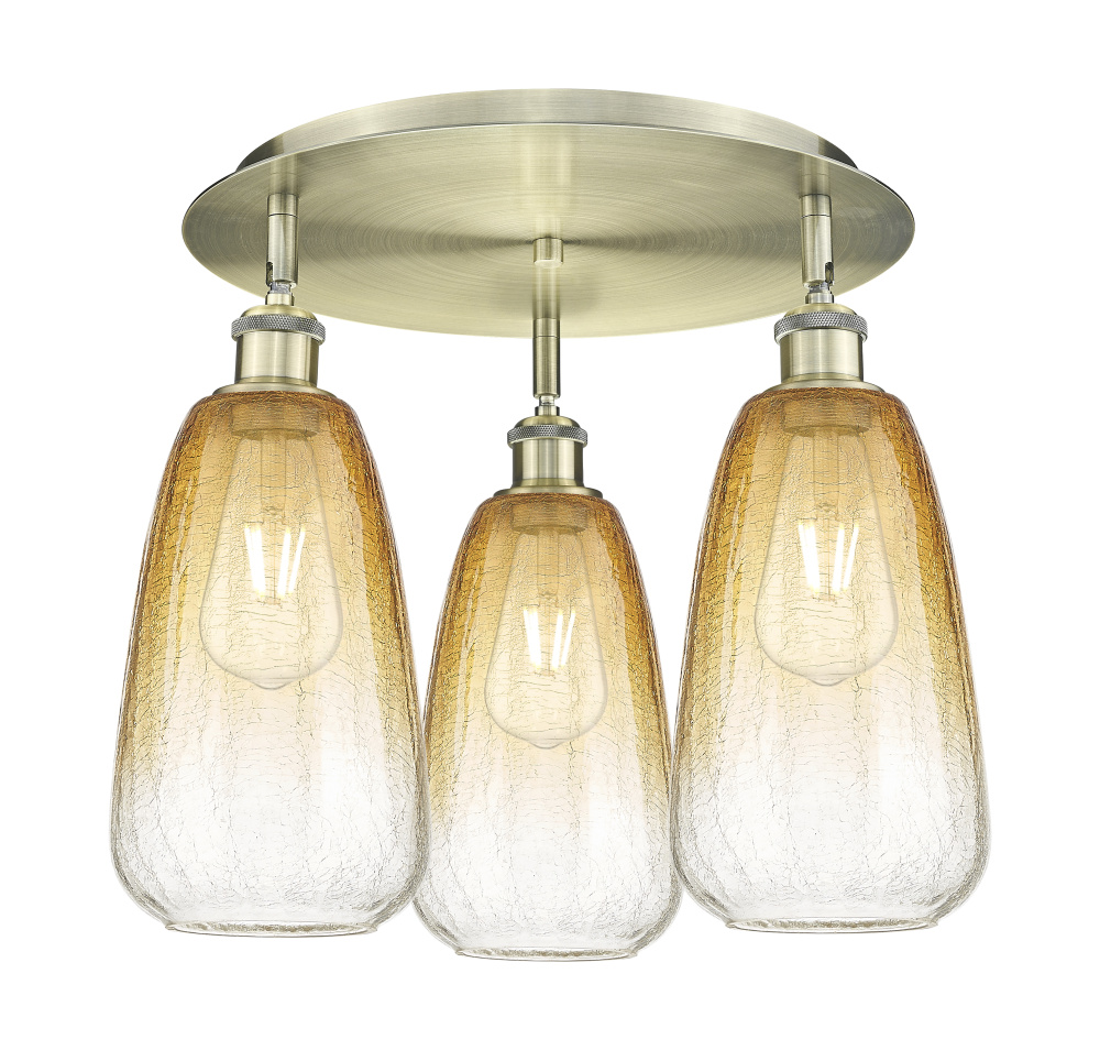 Brookhaven Almond - 3 Light - 18 inch - Antique Brass - Semi-Flush Mount