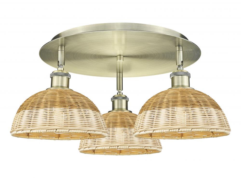 Bristol Natural II - 3 Light - 21 inch - Antique Brass - Semi-Flush Mount