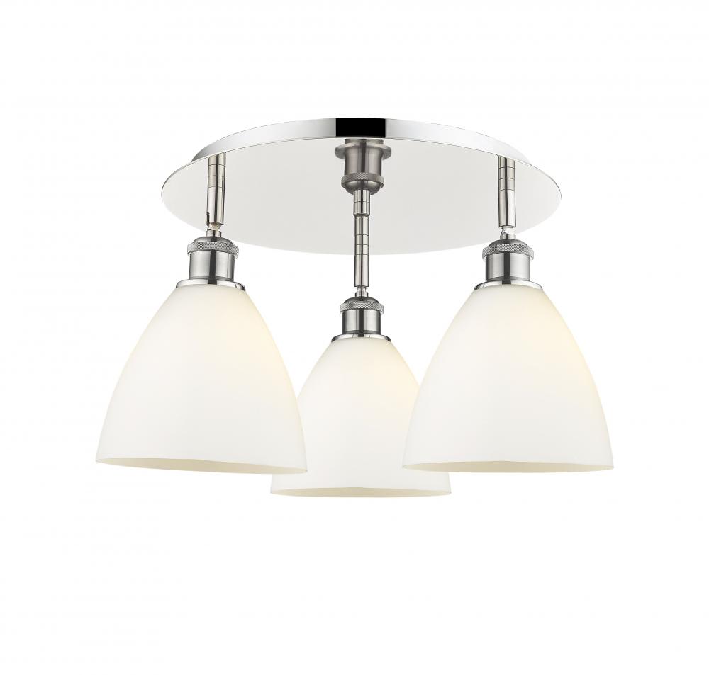 Bristol - 3 Light - 19 inch - Polished Nickel - Semi-Flush Mount