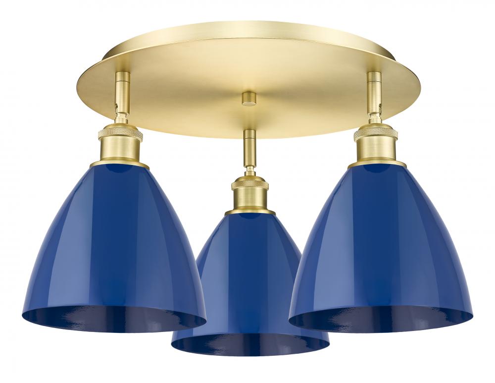 Plymouth - 3 Light - 19 inch - Satin Gold - Semi-Flush Mount