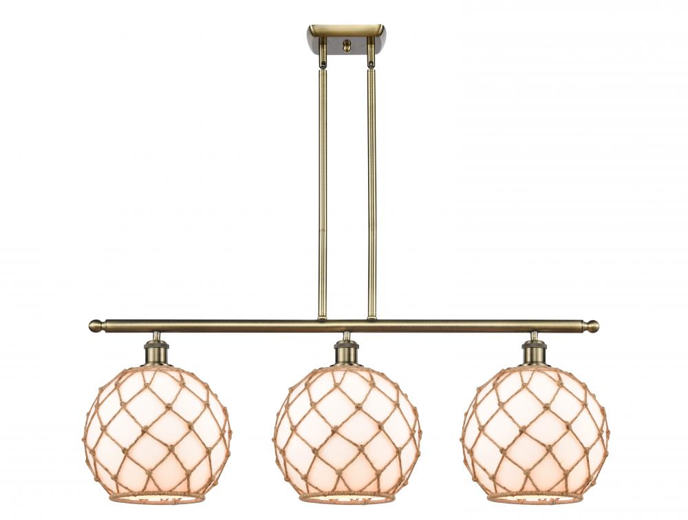 Farmhouse Rope - 3 Light - 37 inch - Antique Brass - Stem hung - Island Light