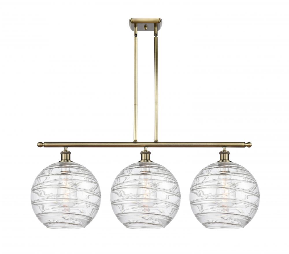 Athens Deco Swirl - 3 Light - 39 inch - Antique Brass - Stem hung - Island Light