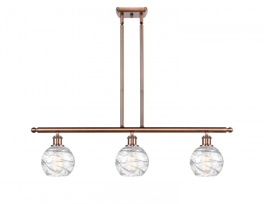Athens Deco Swirl - 3 Light - 36 inch - Antique Copper - Stem hung - Island Light