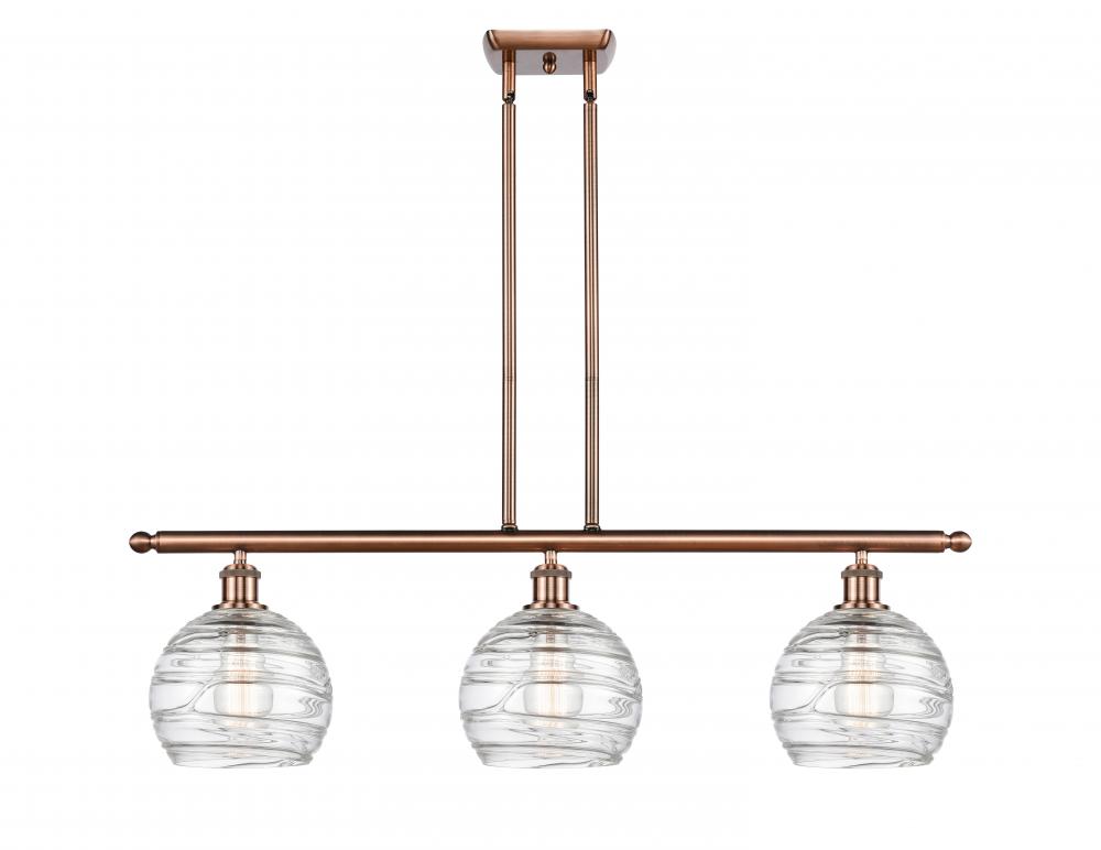 Athens Deco Swirl - 3 Light - 36 inch - Antique Copper - Stem hung - Island Light