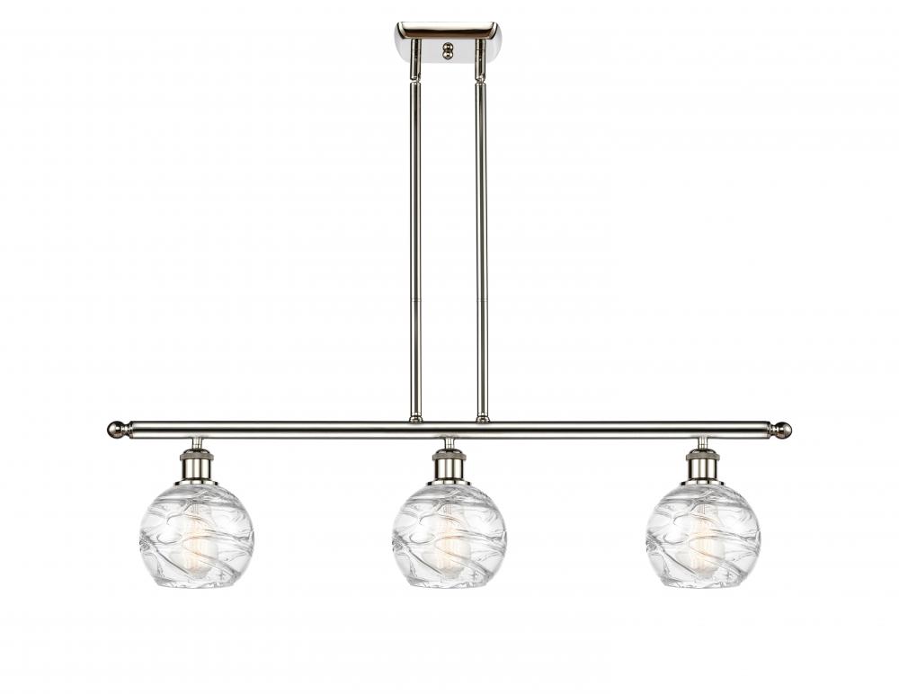 Athens Deco Swirl - 3 Light - 36 inch - Polished Nickel - Stem hung - Island Light