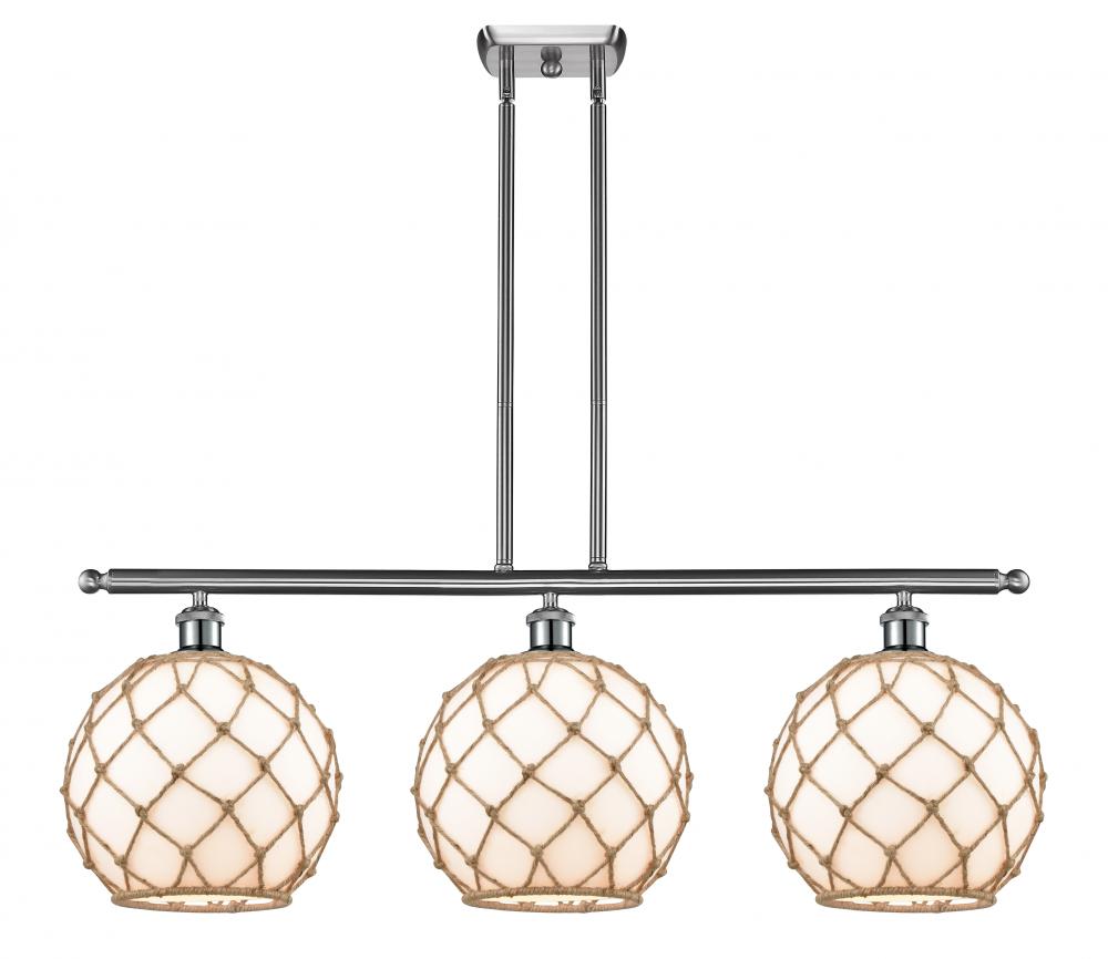 Farmhouse Rope - 3 Light - 37 inch - Brushed Satin Nickel - Stem hung - Island Light