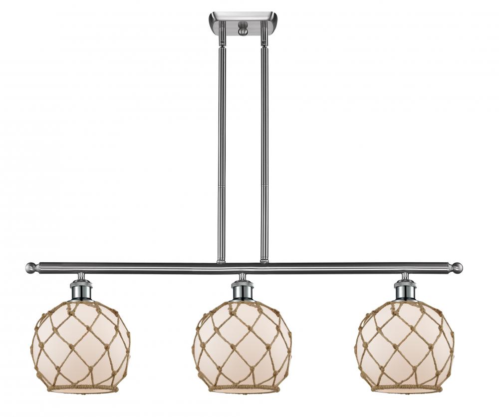 Farmhouse Rope - 3 Light - 36 inch - Brushed Satin Nickel - Stem hung - Island Light