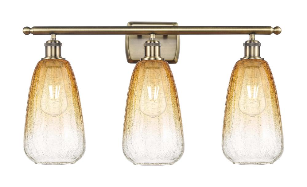 Brookhaven Almond - 3 Light - 26 inch - Antique Brass - Bath Vanity Light