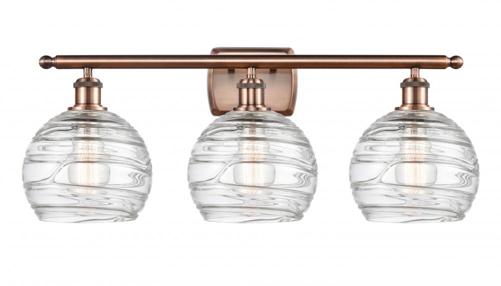Athens Deco Swirl - 3 Light - 28 inch - Antique Copper - Bath Vanity Light
