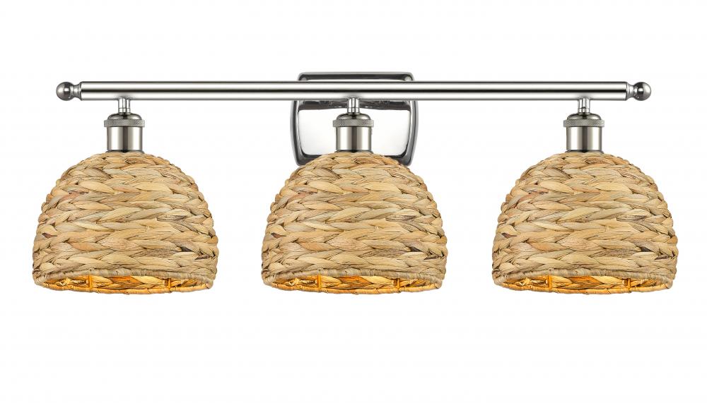 Woven Rattan - 3 Light - 28 inch - Polished Nickel - Bath Vanity Light