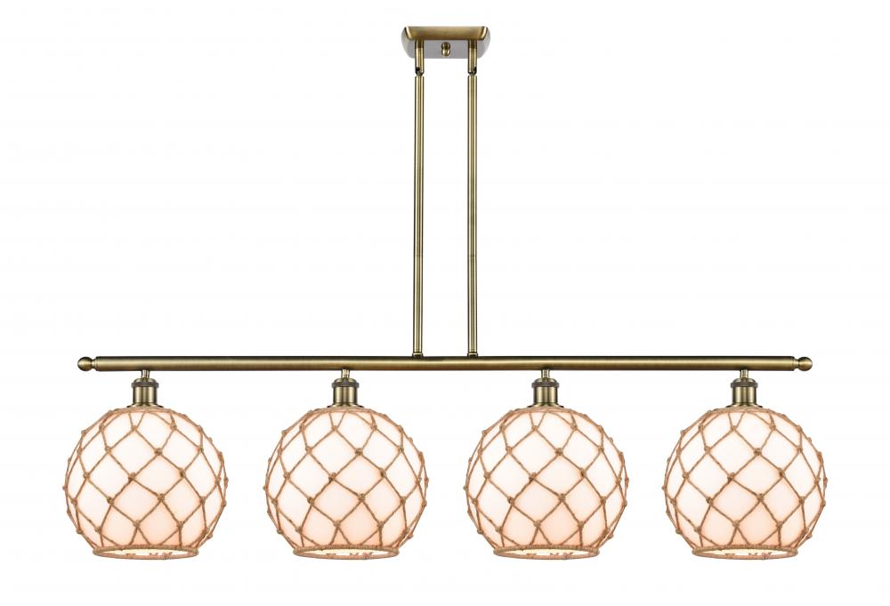 Farmhouse Rope - 4 Light - 48 inch - Antique Brass - Stem hung - Island Light