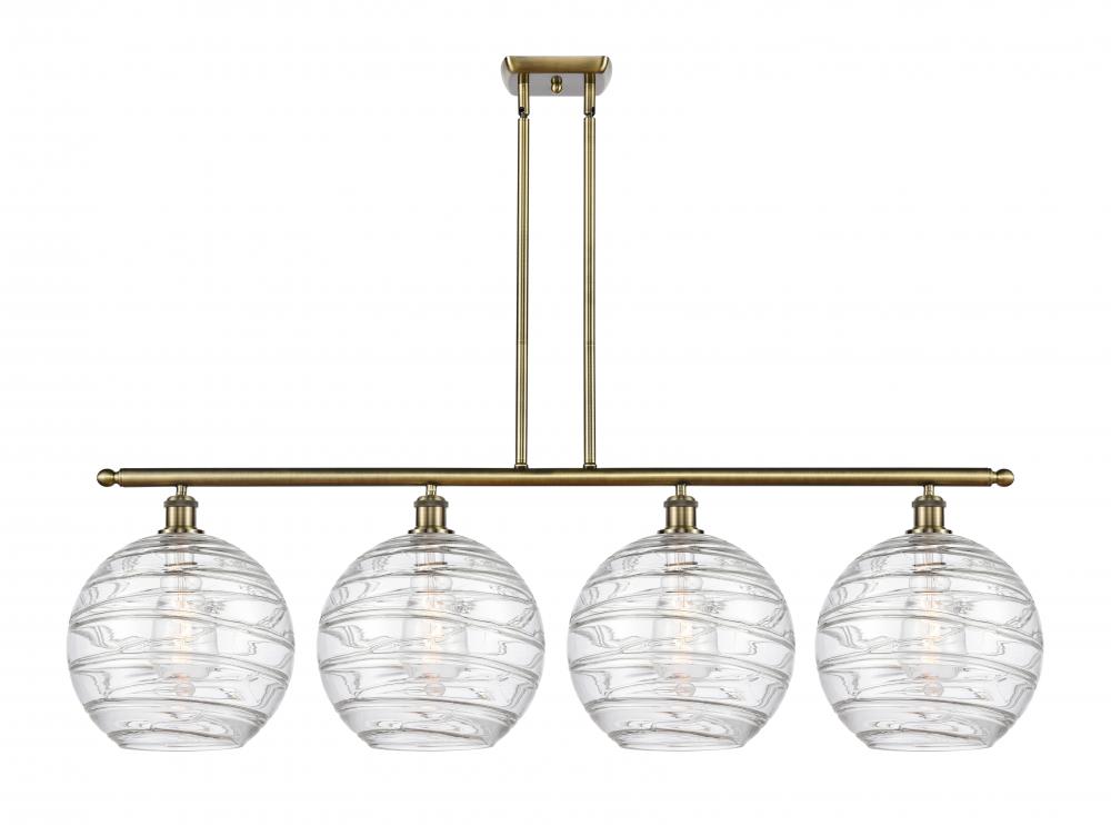 Athens Deco Swirl - 4 Light - 50 inch - Antique Brass - Stem hung - Island Light