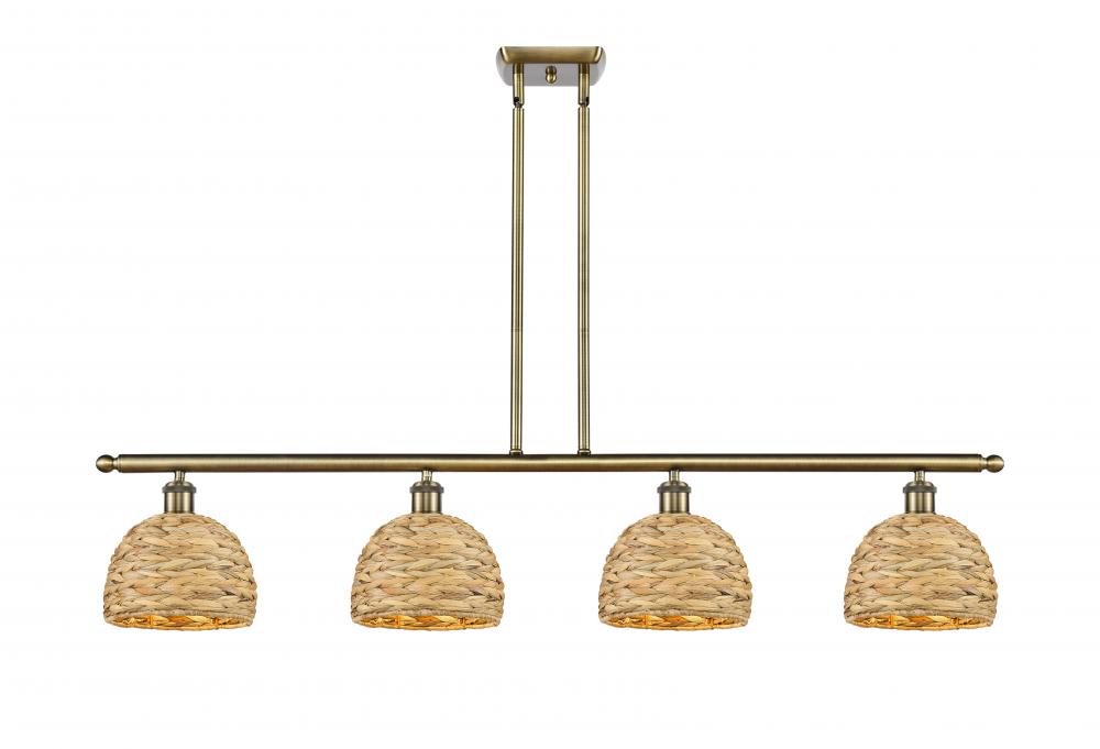 Woven Rattan - 4 Light - 48 inch - Antique Brass - Multi Pendant