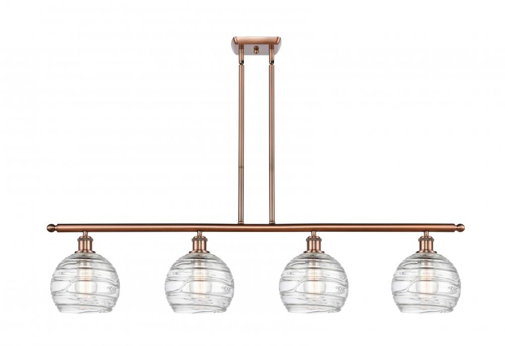 Athens Deco Swirl - 4 Light - 48 inch - Antique Copper - Stem hung - Island Light
