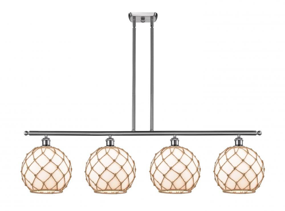Farmhouse Rope - 4 Light - 48 inch - Brushed Satin Nickel - Stem hung - Island Light