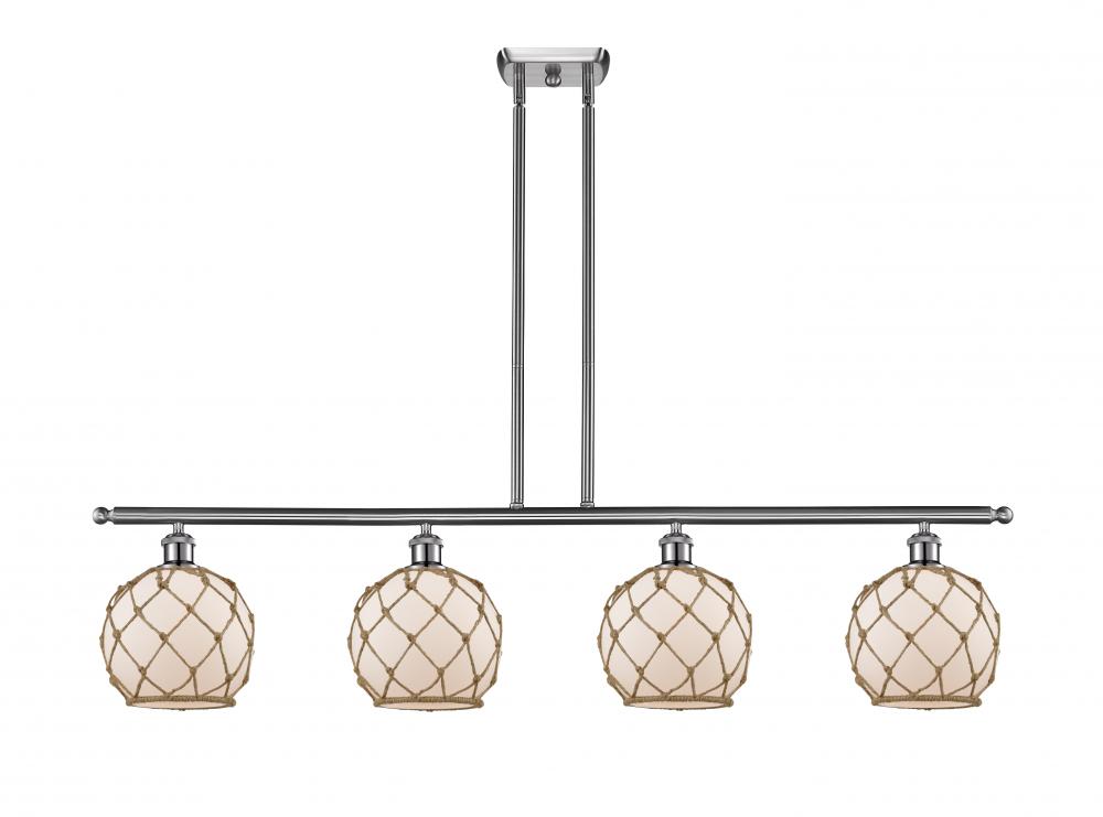 Farmhouse Rope - 4 Light - 48 inch - Brushed Satin Nickel - Stem hung - Island Light