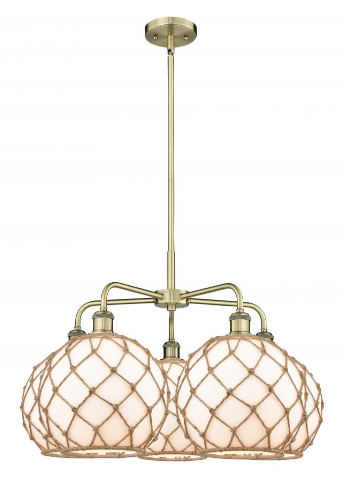 Farmhouse Rope - 5 Light - 29 inch - Antique Brass - Stem hung - Chandelier
