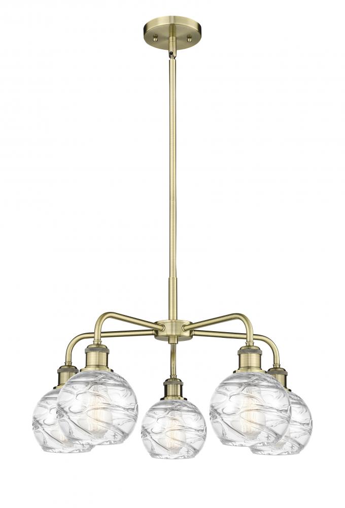 Athens Deco Swirl - 5 Light - 24 inch - Antique Brass - Chandelier