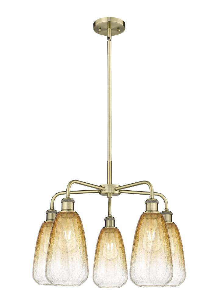 Brookhaven Almond - 5 Light - 25 inch - Antique Brass - Stem hung - Chandelier